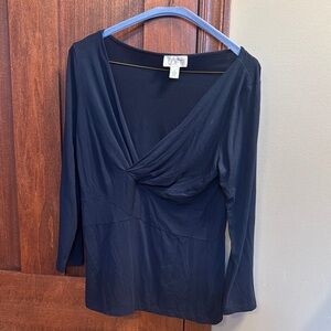 LOFT Women's Elegant Navy V-Neck Blouse